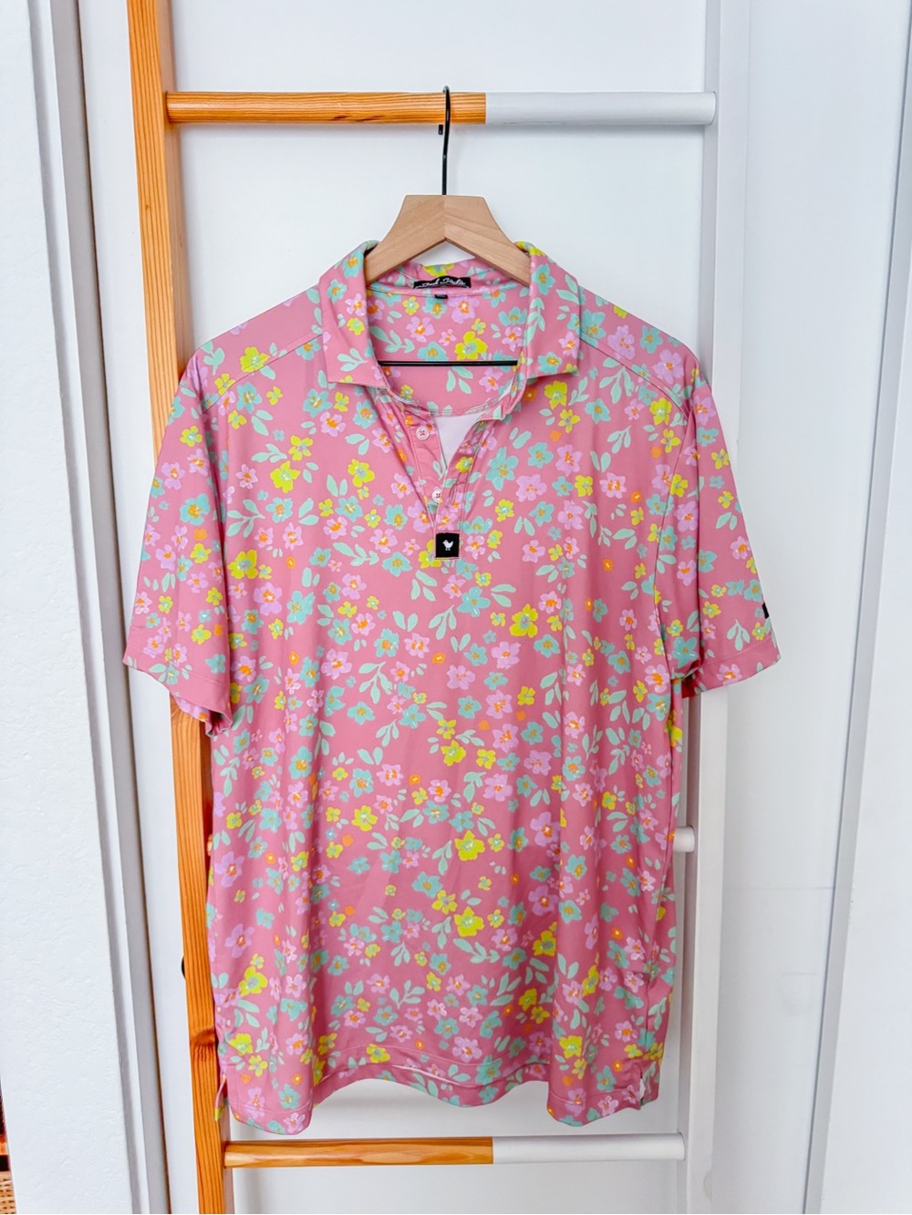 Bad Birdie Golf Polo Shirt Pink Flower